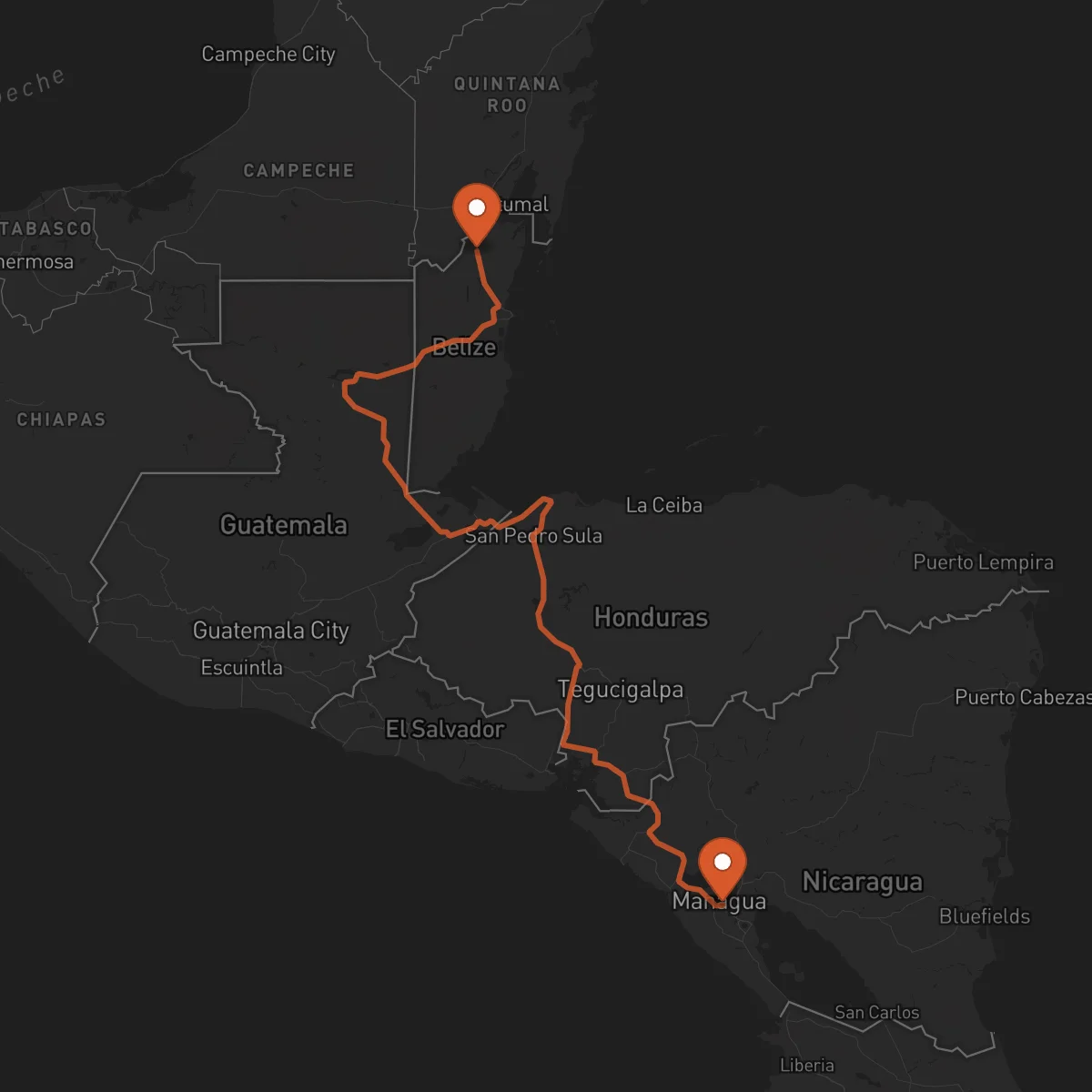 Ruta Orange Walk Town - Managua