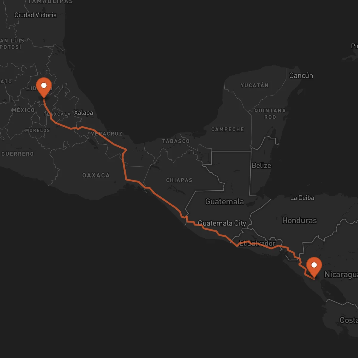 Ruta Pachuca de Soto - Managua