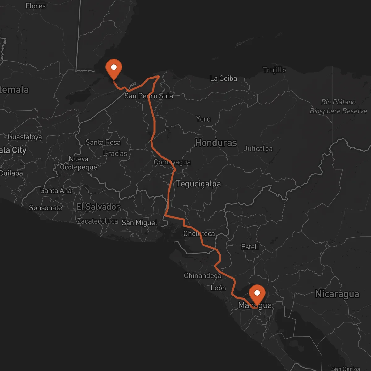Ruta Managua - Puerto Barrios