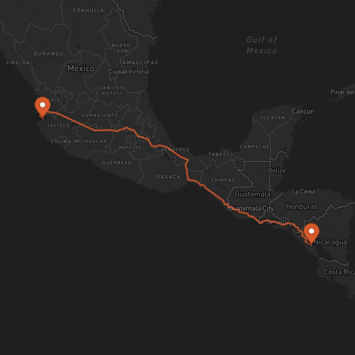 Ruta Puerto Vallarta - Managua