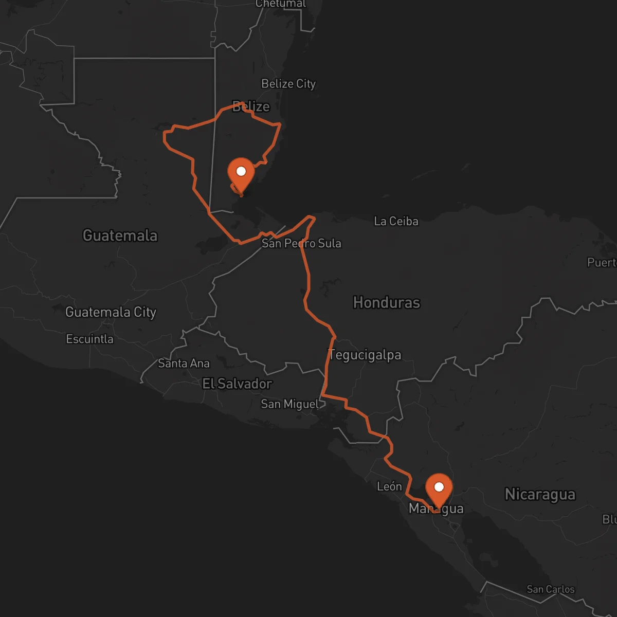 Ruta Managua - Punta Gorda