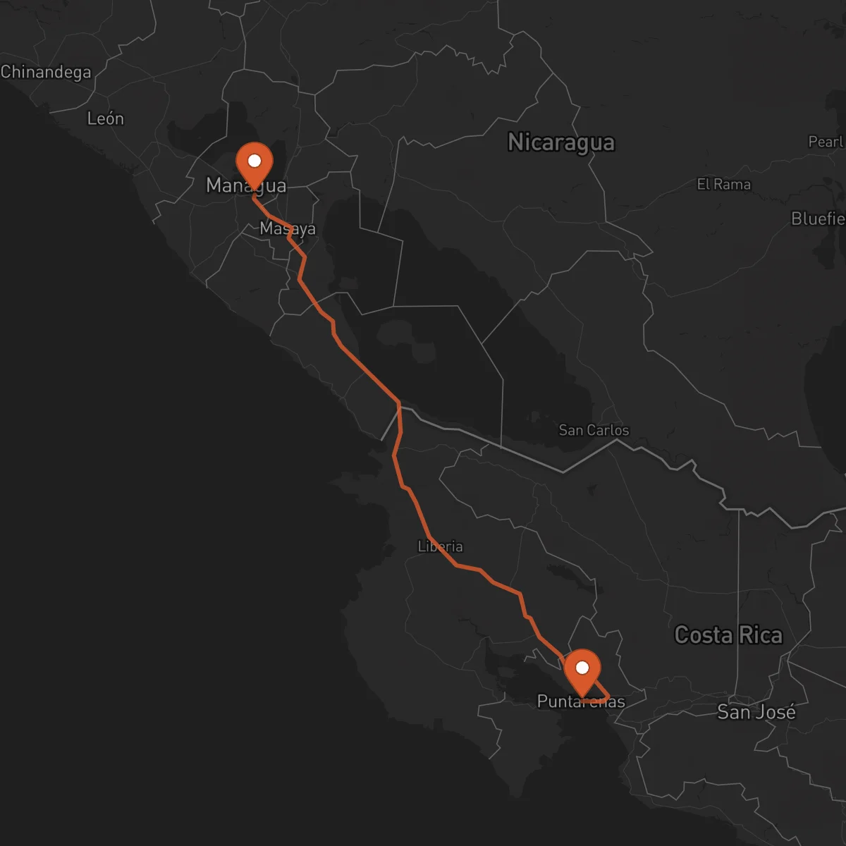 Ruta Managua - Puntarenas