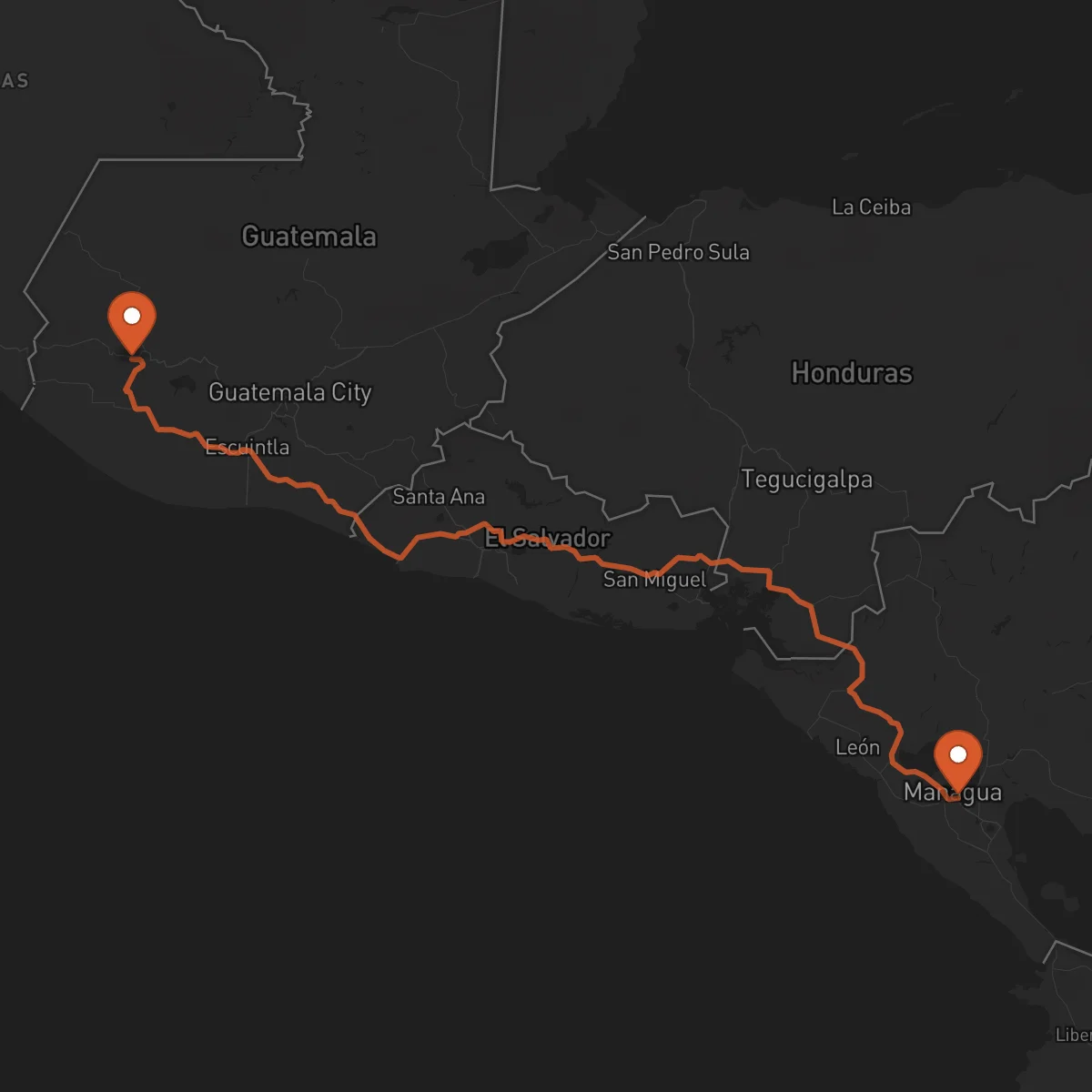 Ruta Quetzaltenango - Managua