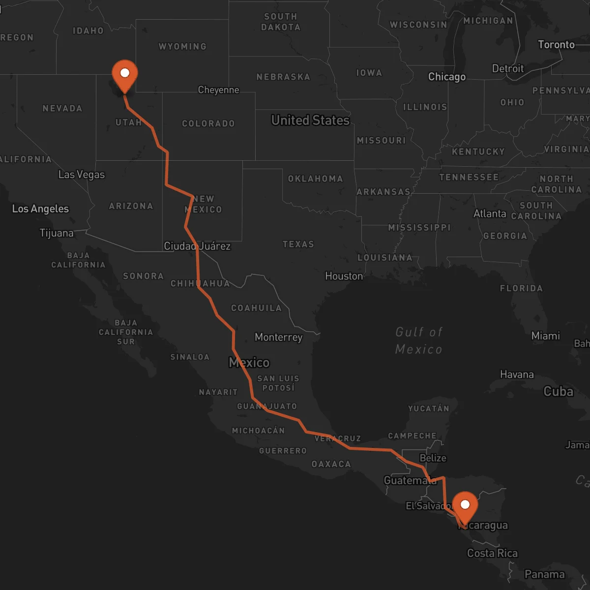 Ruta Salt Lake City - Managua