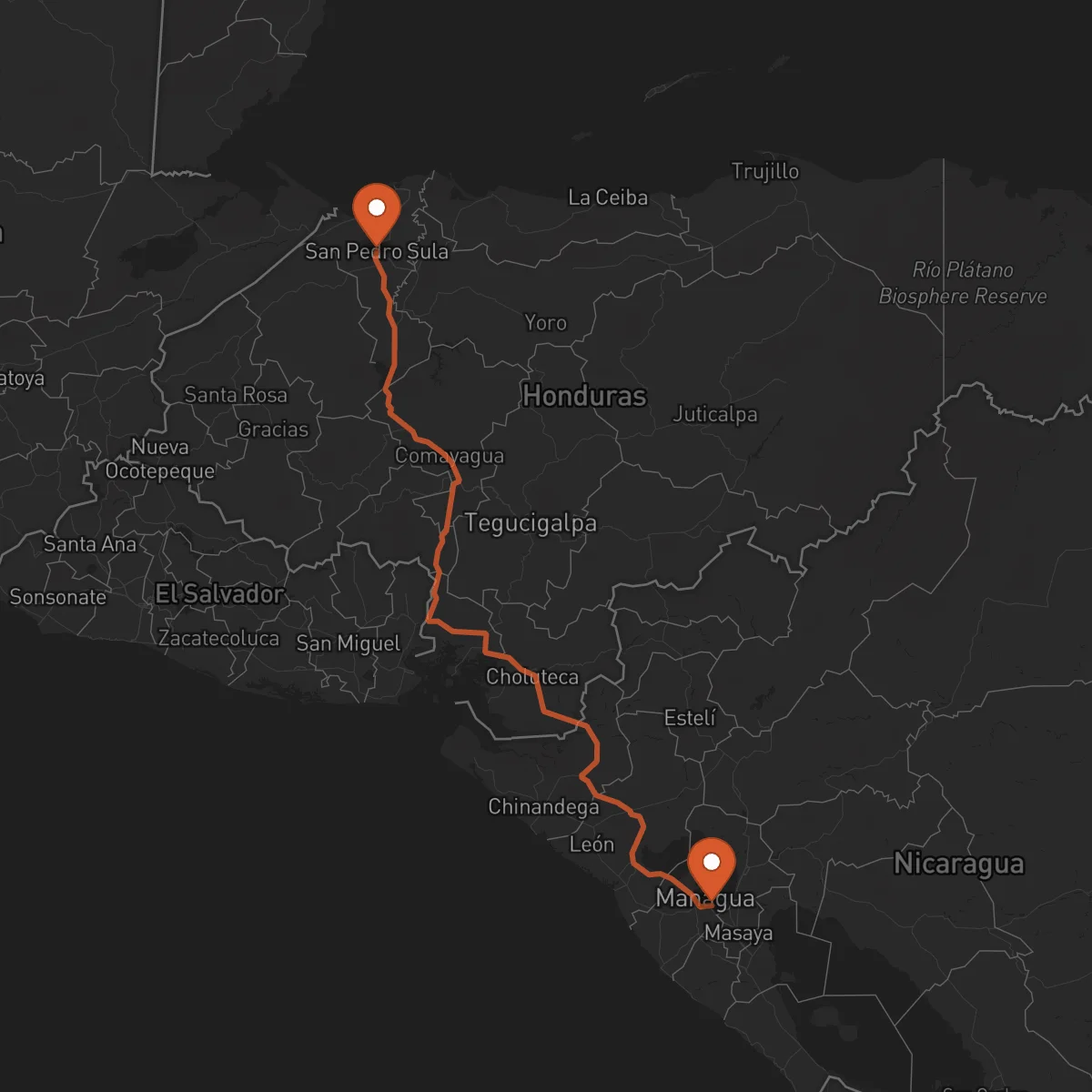 Ruta Managua - San Pedro Sula