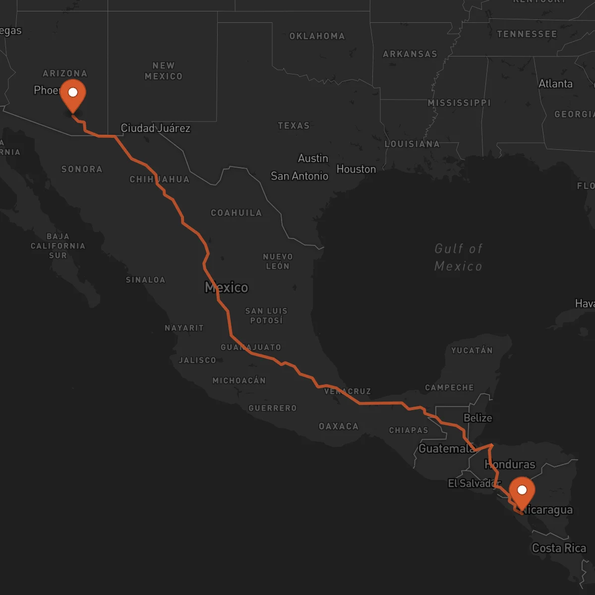 Ruta Tucson - Managua