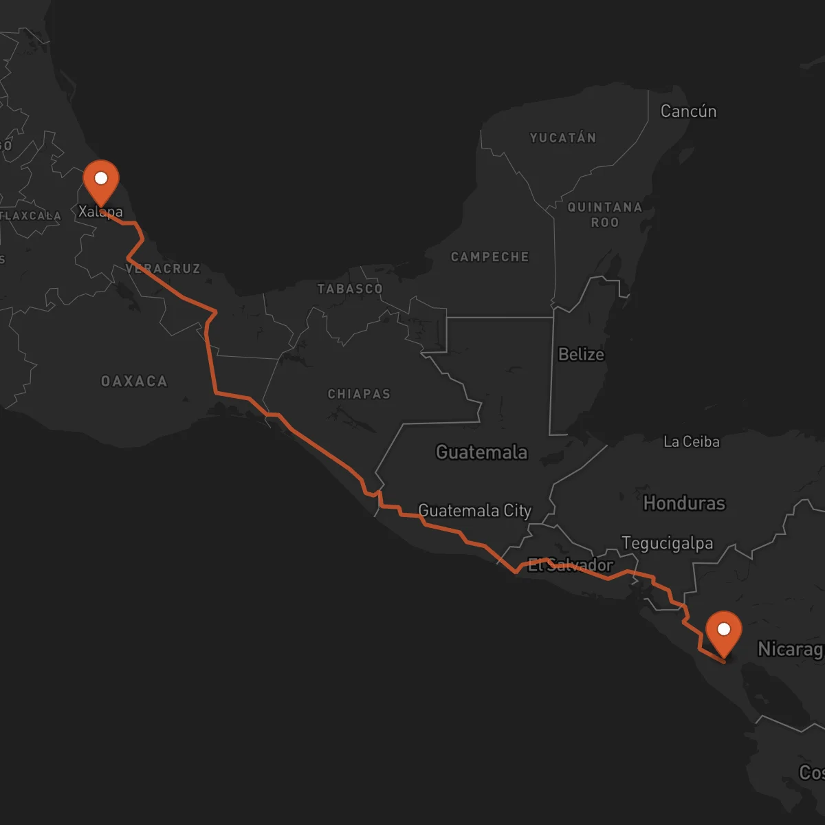 Ruta Xalapa - Managua