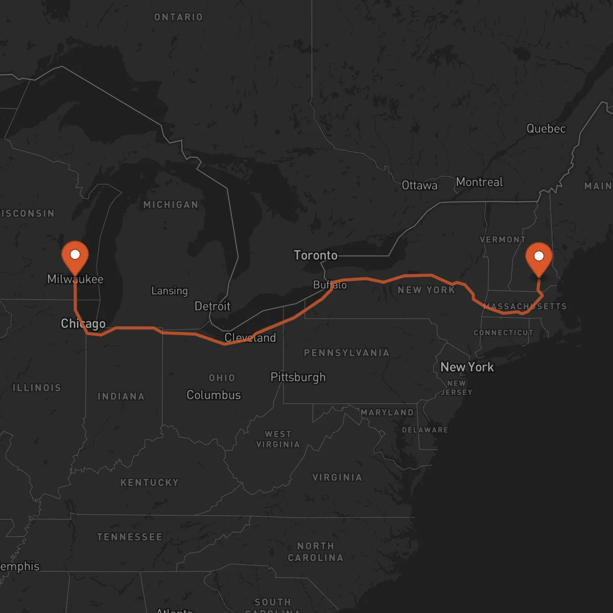 Ruta Mánchester - Milwaukee