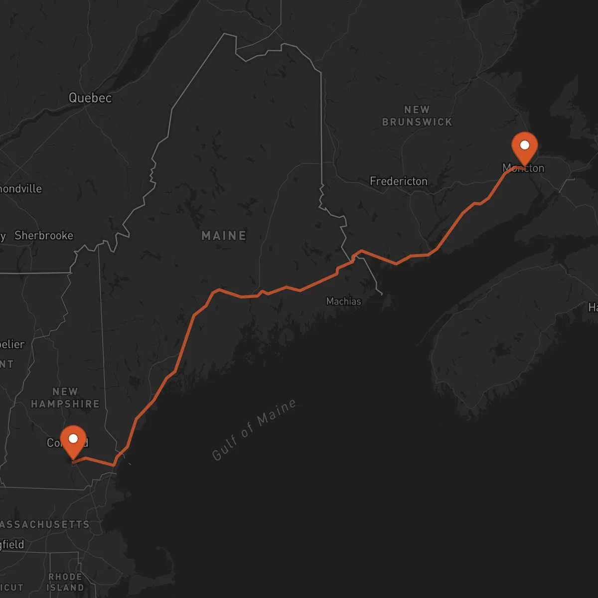 Ruta Moncton - Manchester