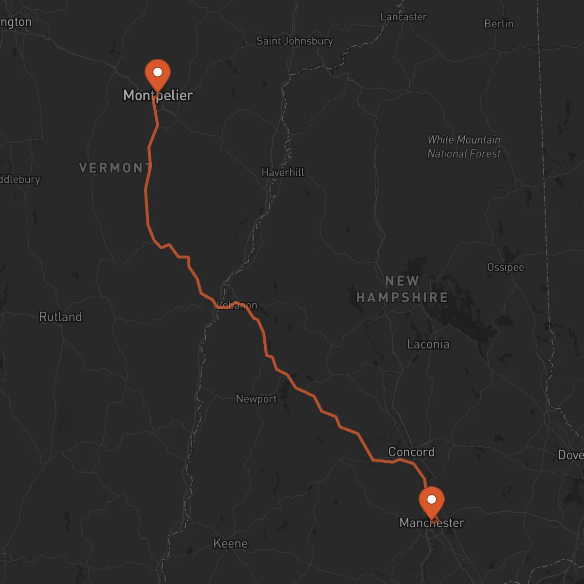Ruta Mánchester - Montpelier