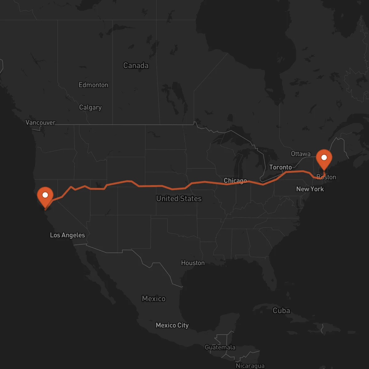 Ruta Oakland - Manchester