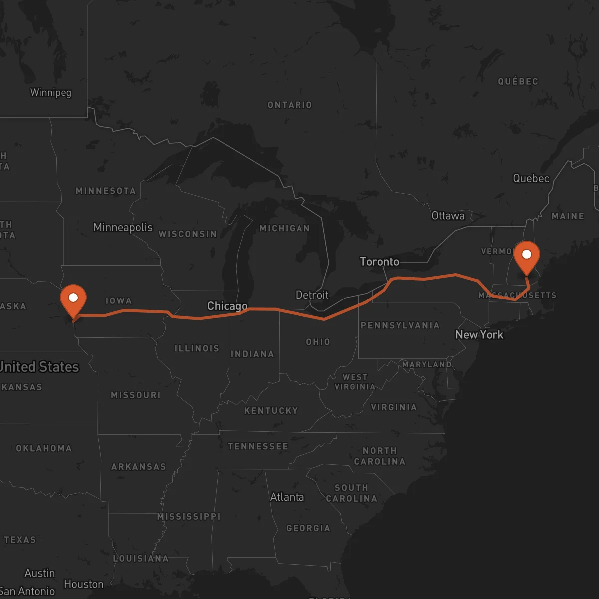 Ruta Mánchester - Omaha