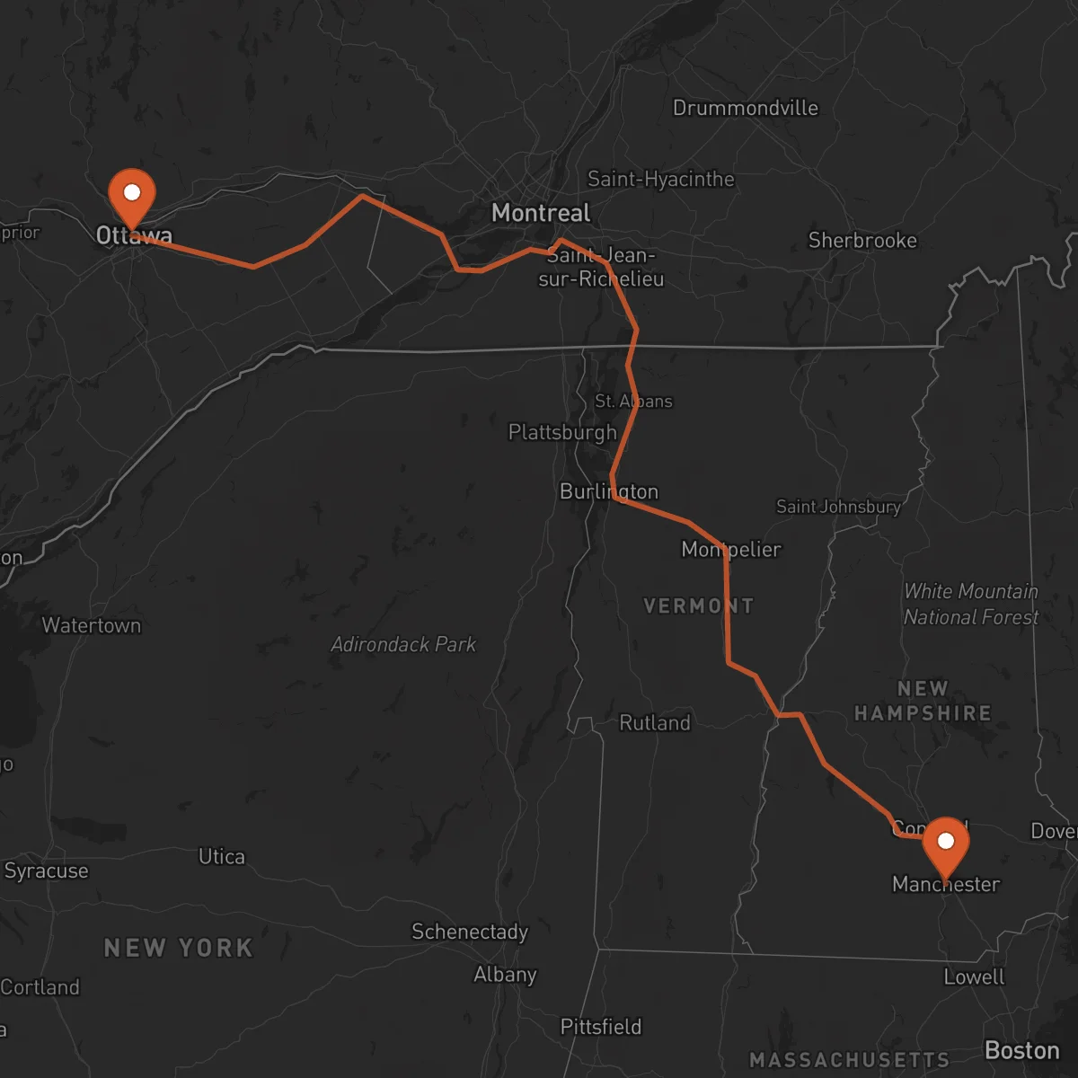 Ruta Ottawa - Mánchester