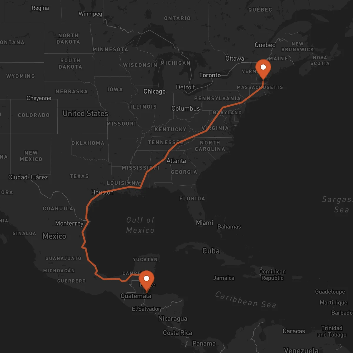 Ruta Mánchester - Punta Gorda