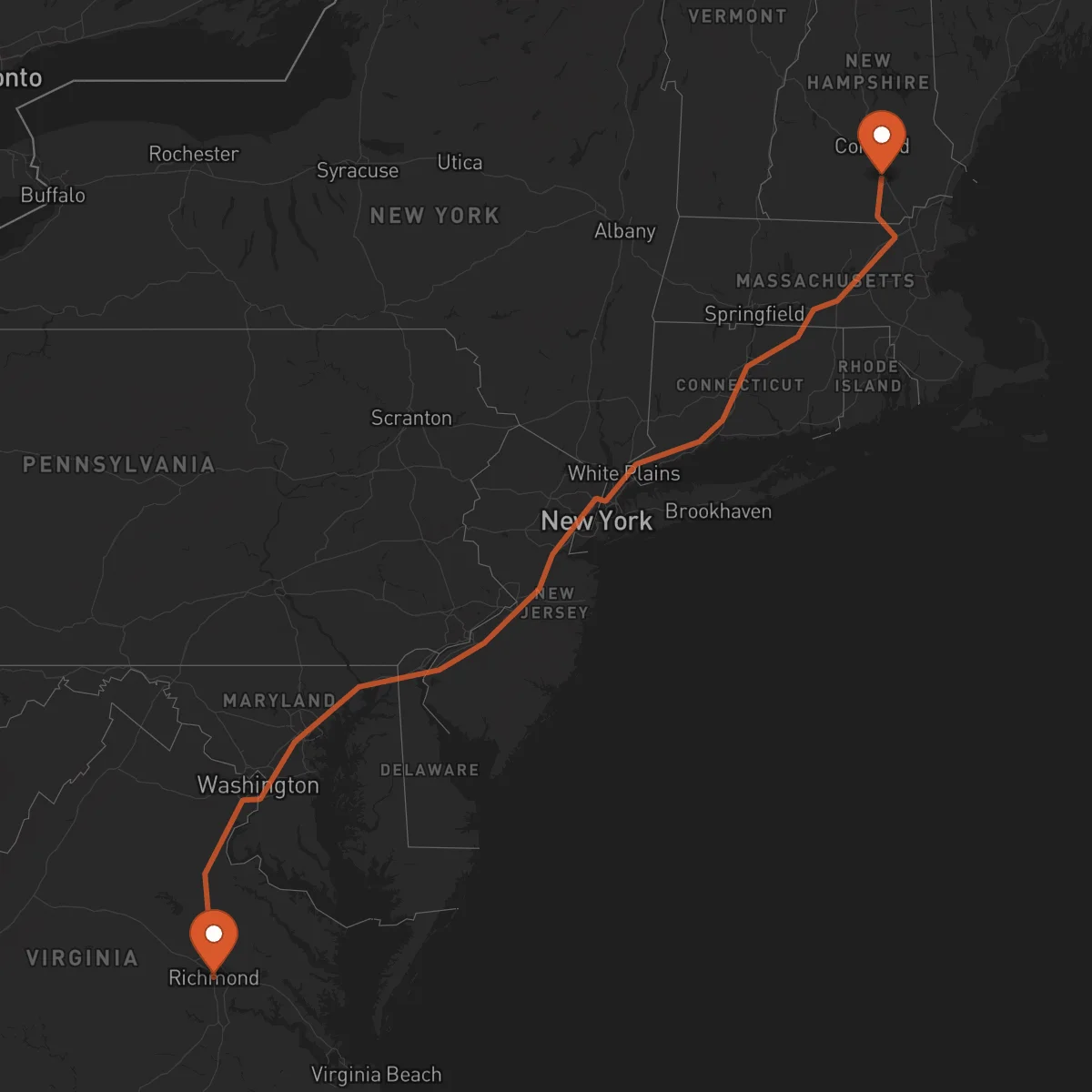 Ruta Manchester - Richmond