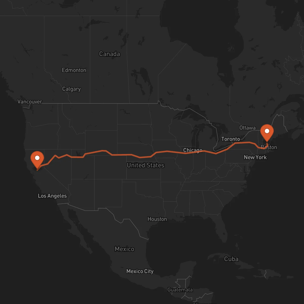 Ruta Manchester - Sacramento
