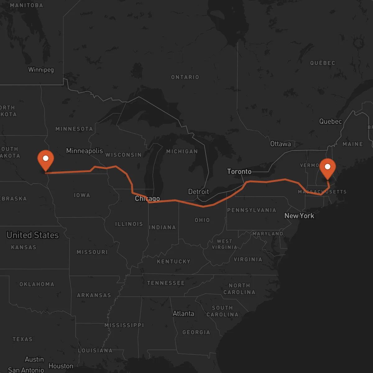 Ruta Sioux Falls - Manchester