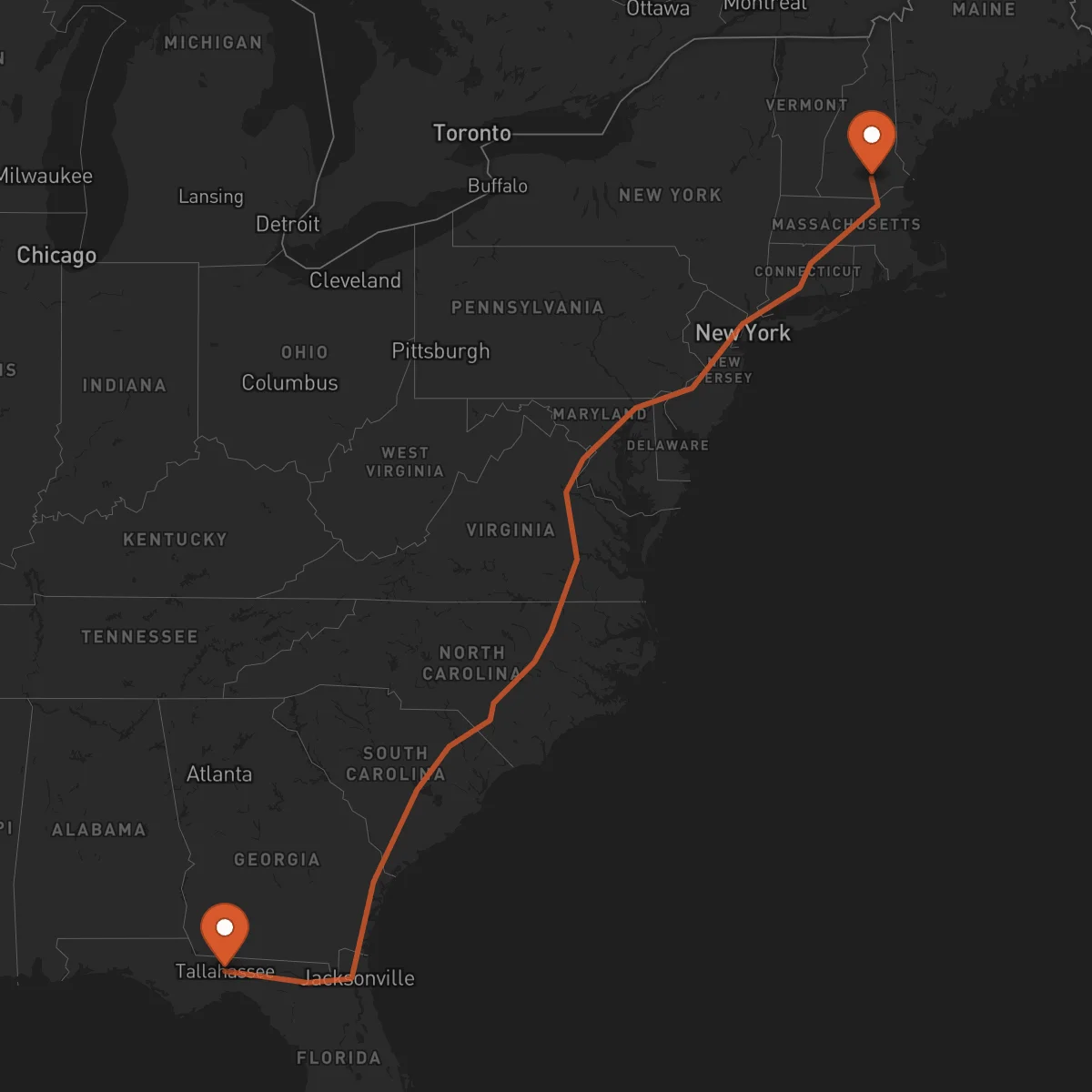 Ruta Manchester - Tallahassee