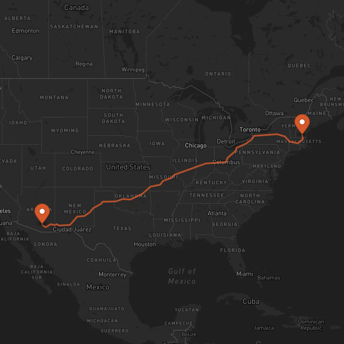 Ruta Manchester - Tucson