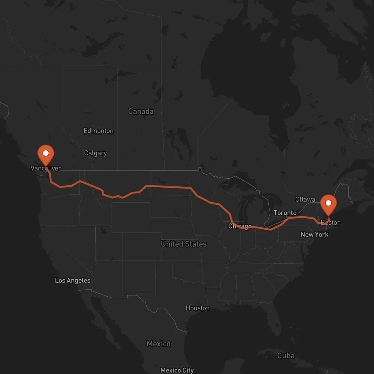 Ruta Vancouver - Mánchester