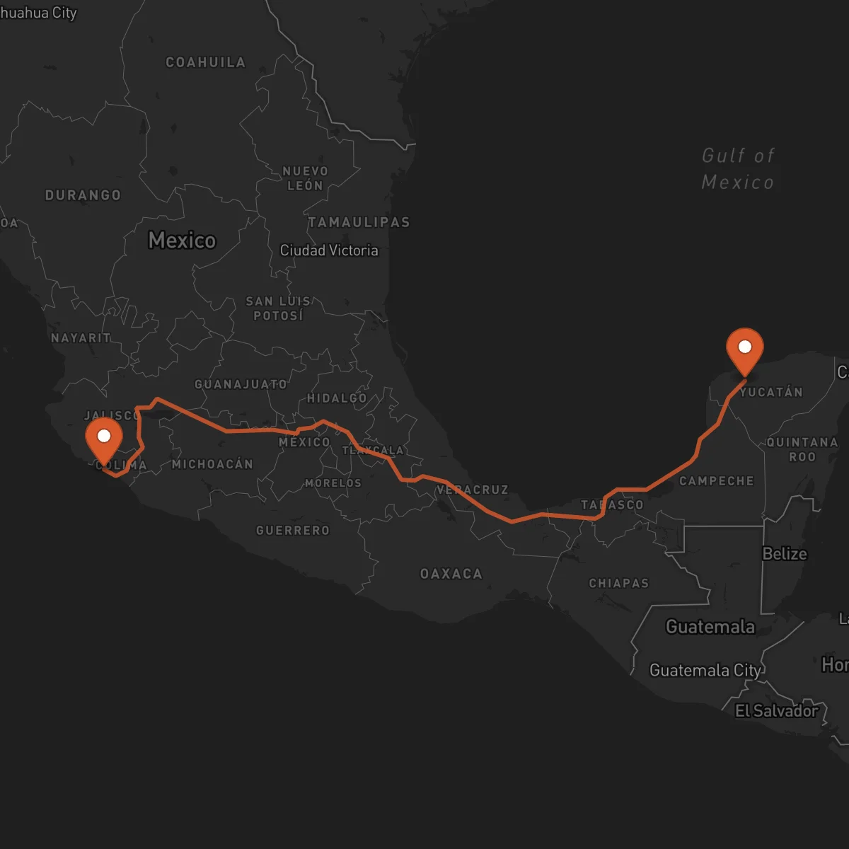 Ruta Manzanillo - Mérida