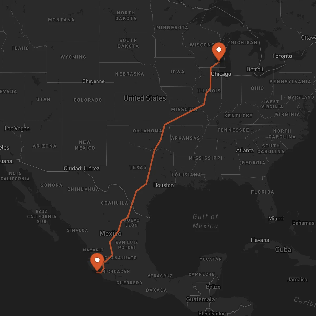 Ruta Milwaukee - Manzanillo