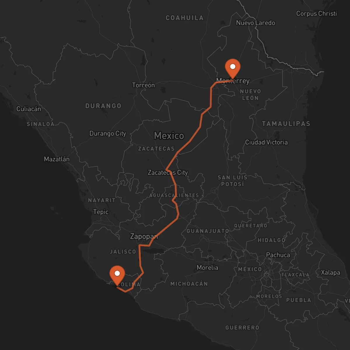 Ruta Manzanillo - Monterrey