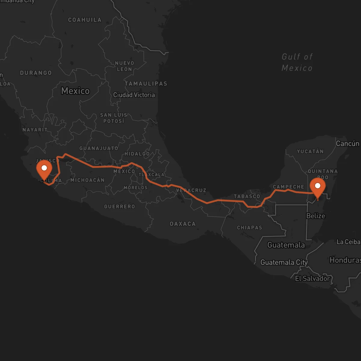 Ruta Orange Walk Town - Manzanillo