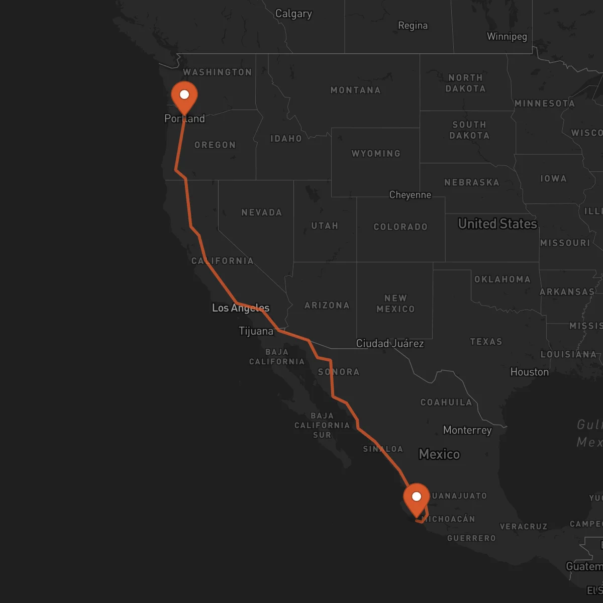 Ruta Manzanillo - Portland