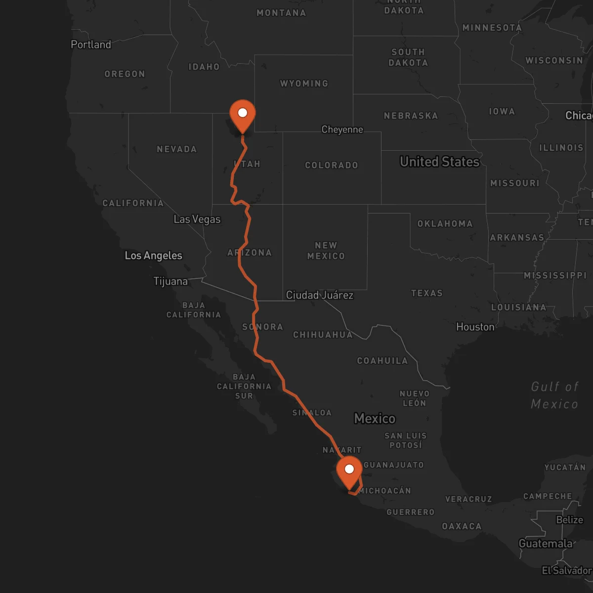 Ruta Salt Lake City - Manzanillo