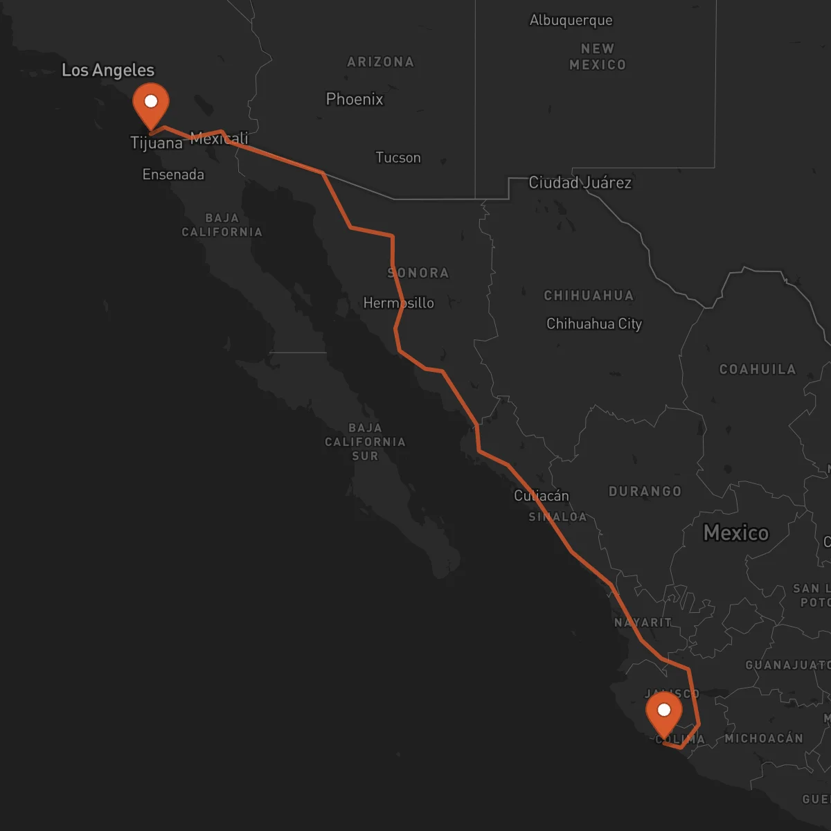 Ruta Manzanillo - San Diego