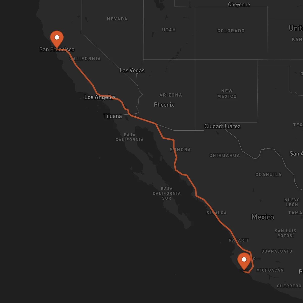 Ruta Manzanillo - San Francisco