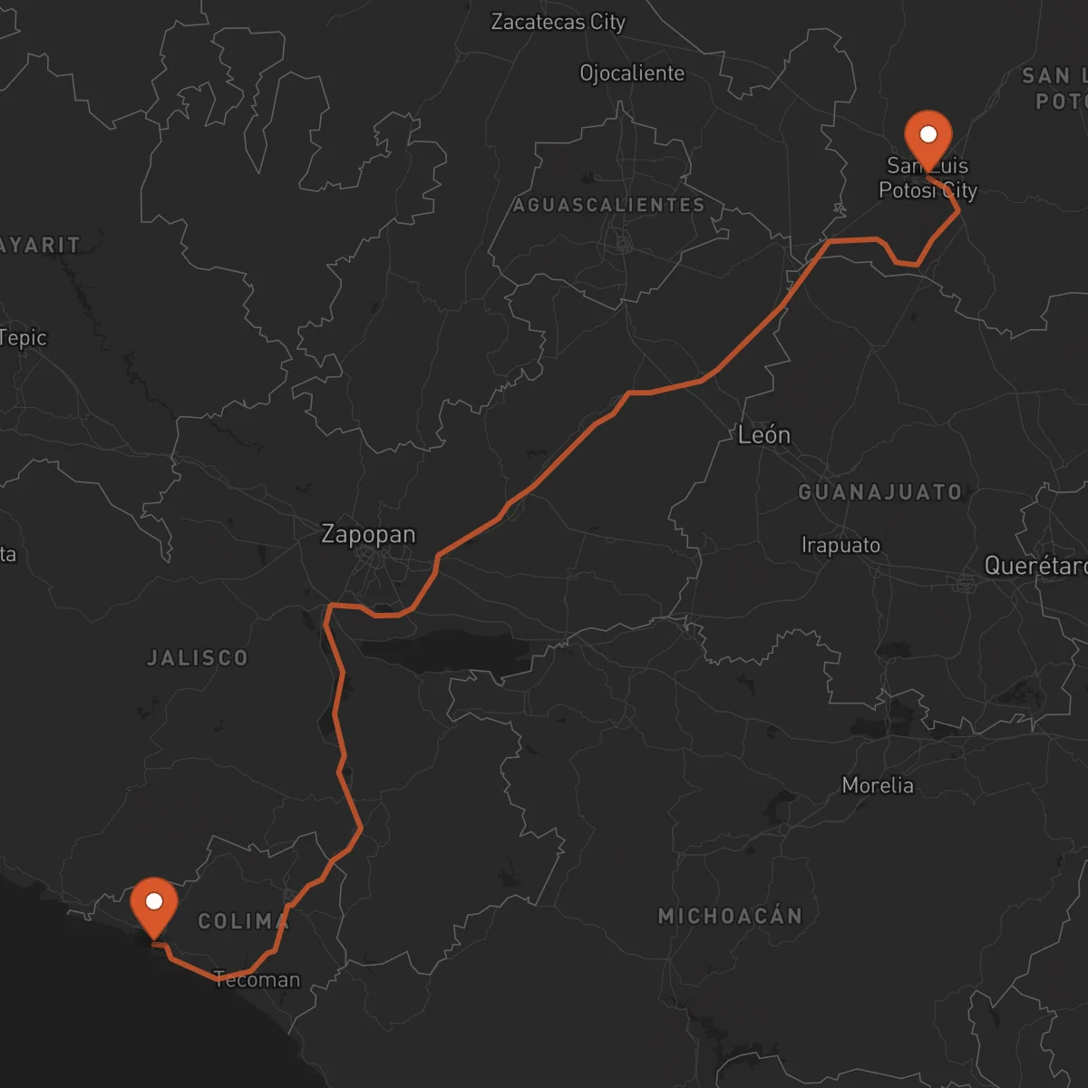 Ruta San Luis Potosí - Manzanillo