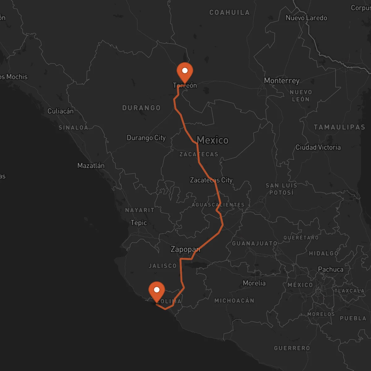 Ruta Manzanillo - Torreón