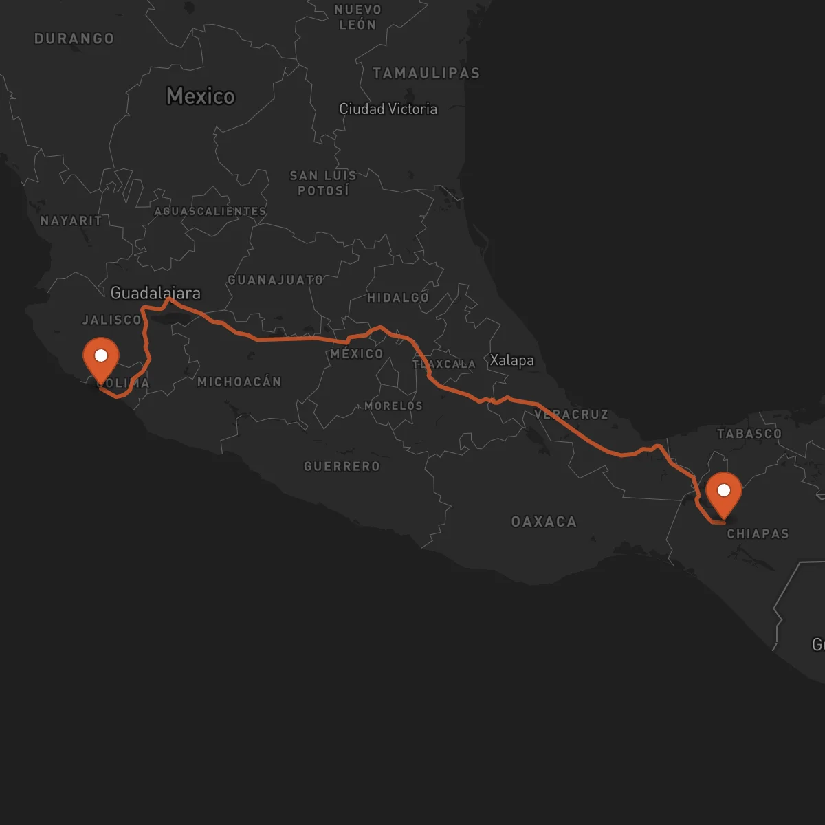 Ruta Manzanillo - Tuxtla Gutiérrez