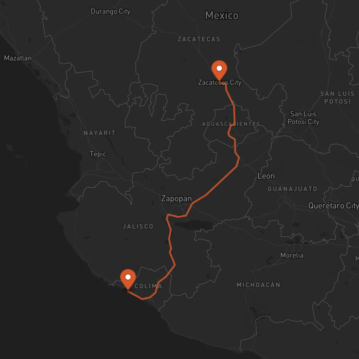 Ruta Zacatecas - Manzanillo