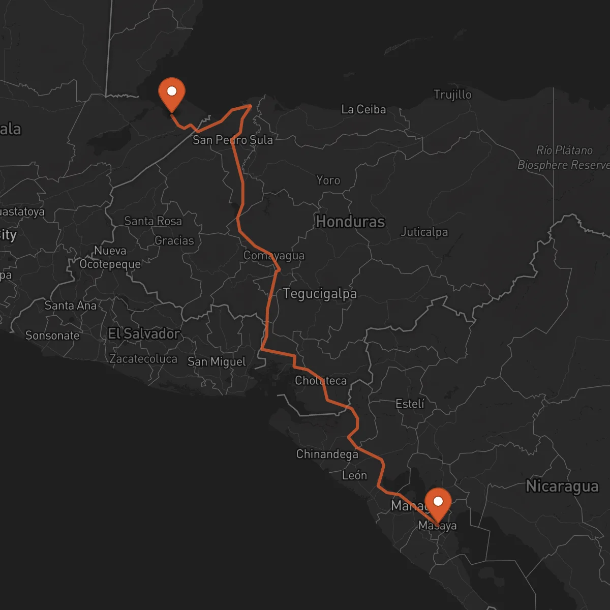 Ruta Puerto Barrios - Masaya