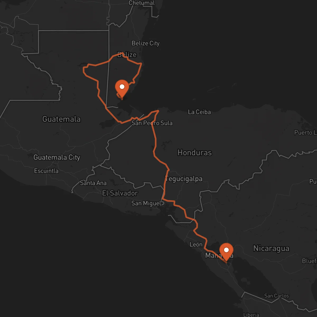 Ruta Masaya - Punta Gorda