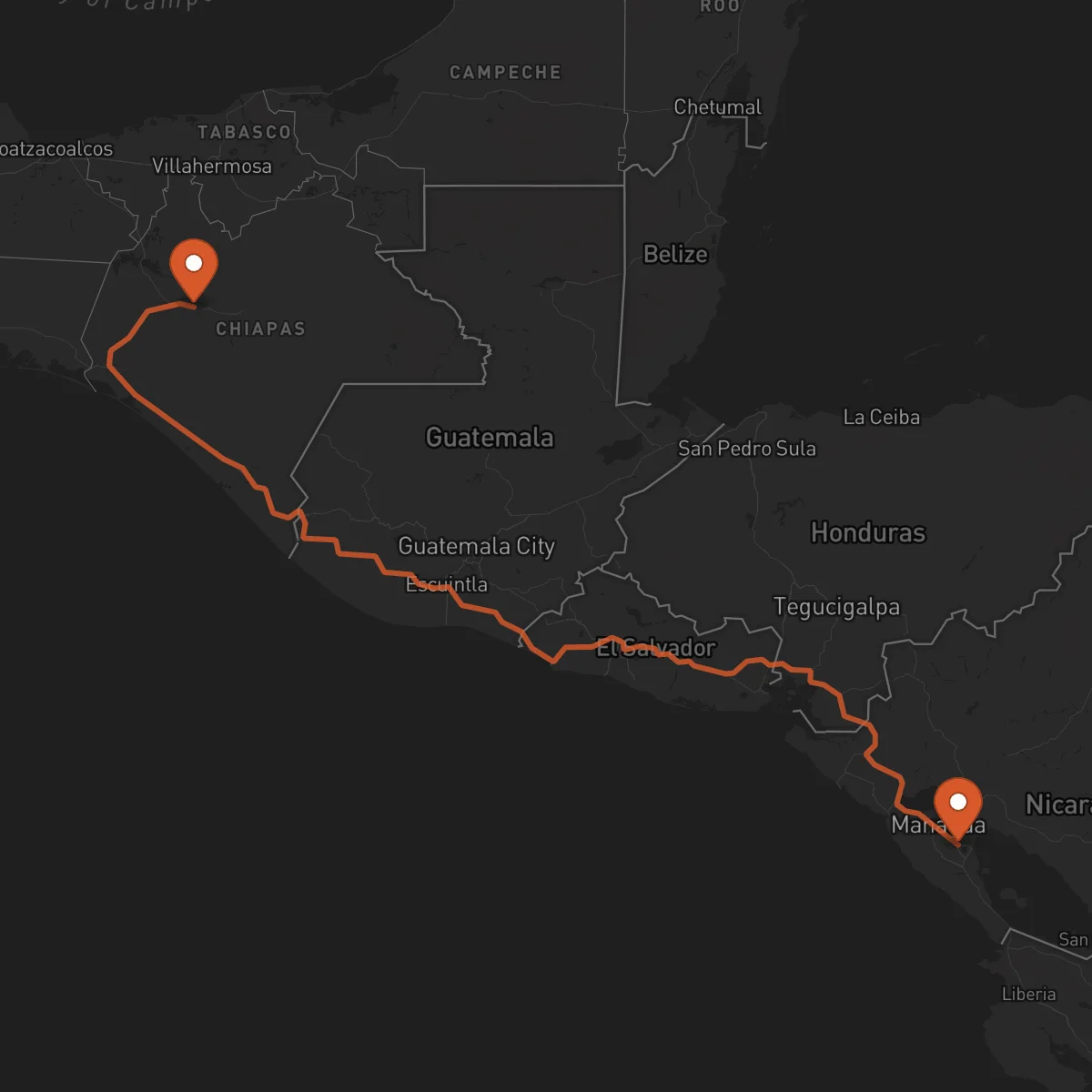 Ruta Masaya - Tuxtla Gutiérrez
