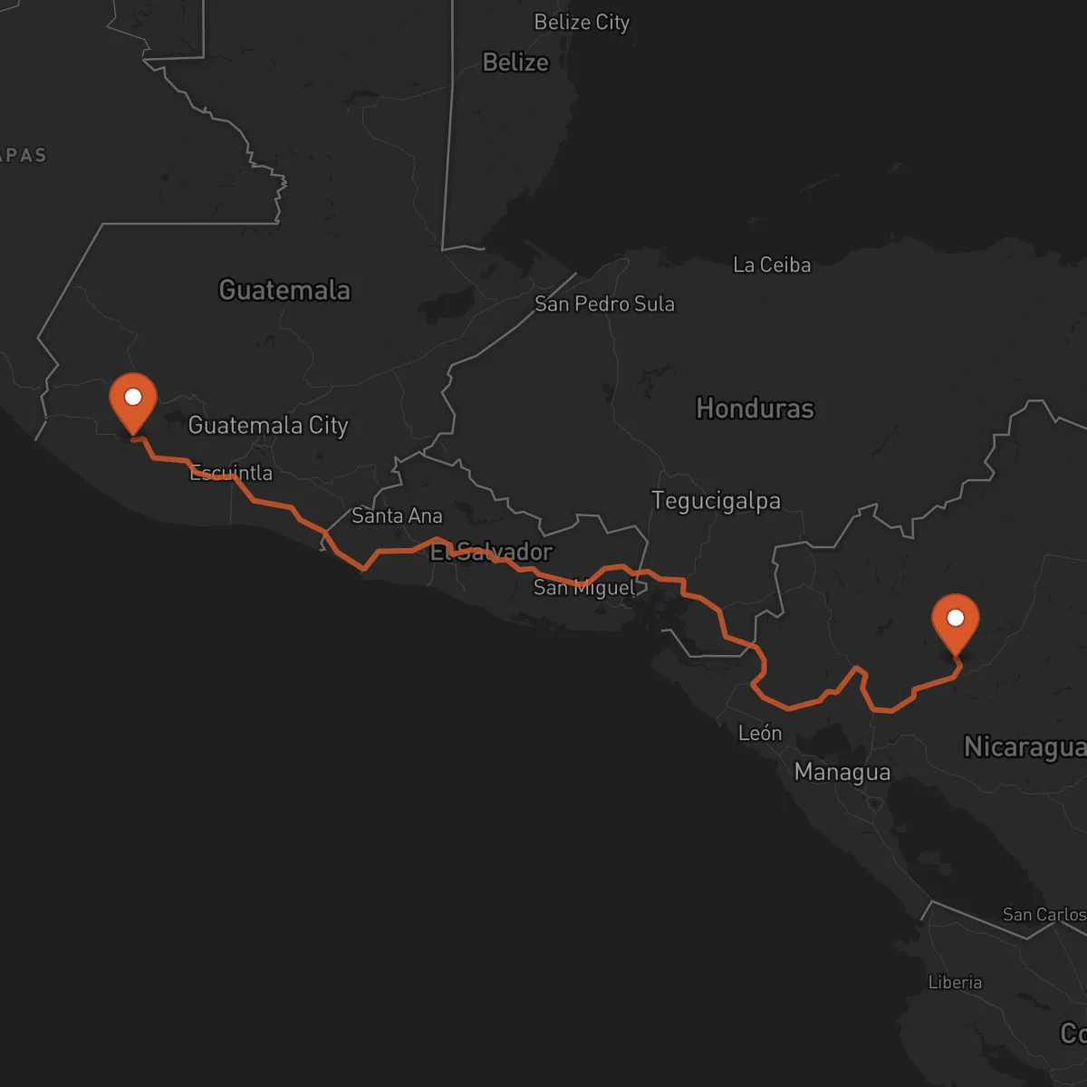 Ruta Mazatenango - Matagalpa