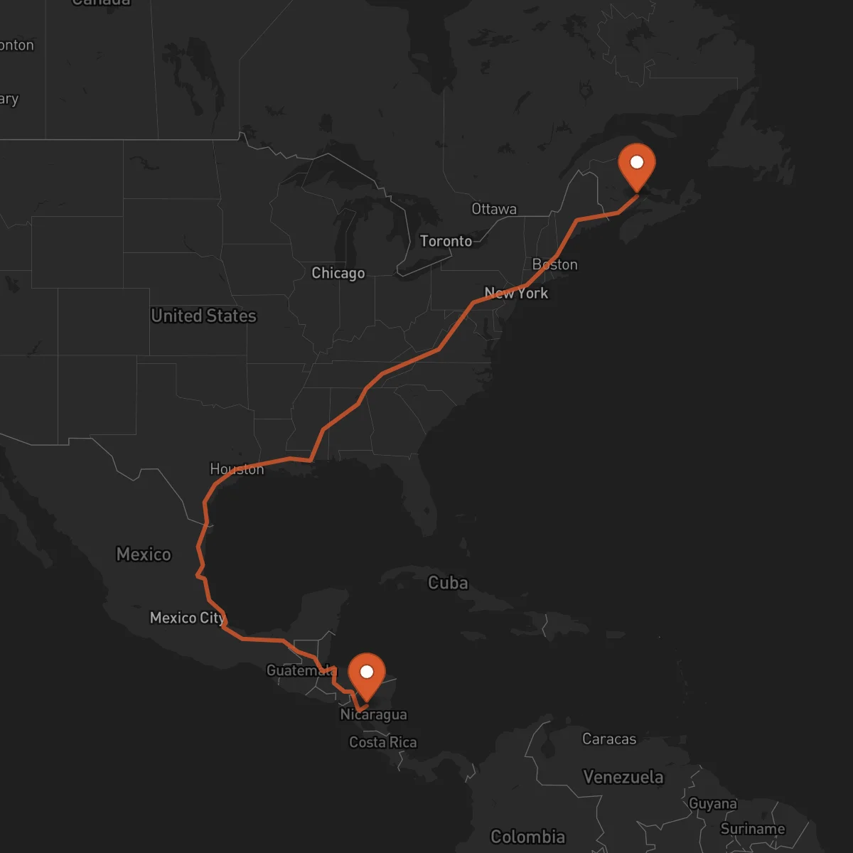 Ruta Moncton - Matagalpa
