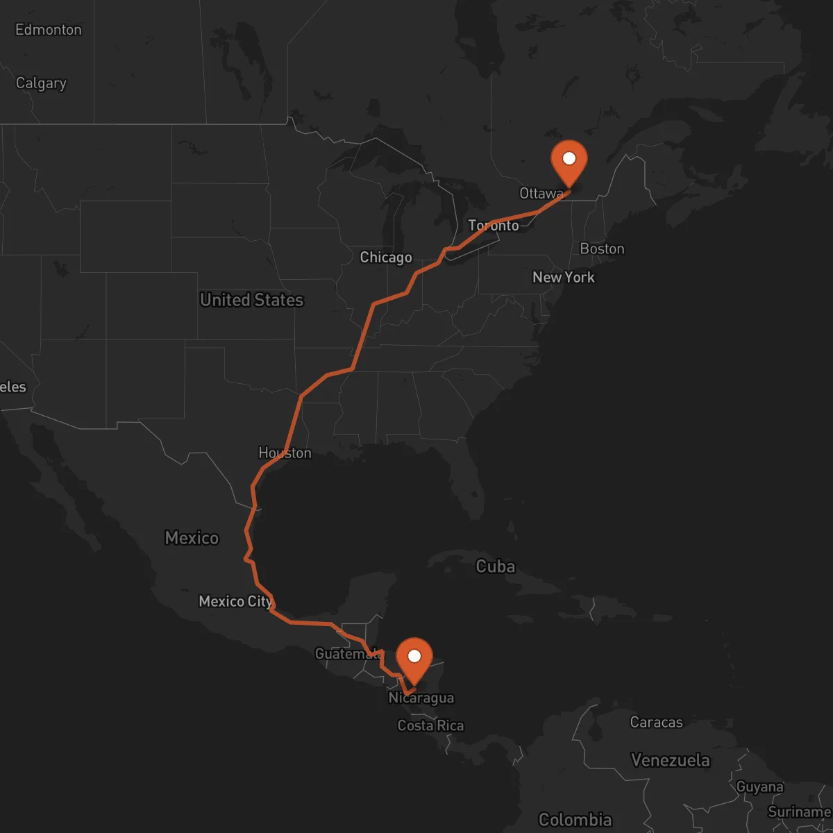 Ruta Montréal - Matagalpa