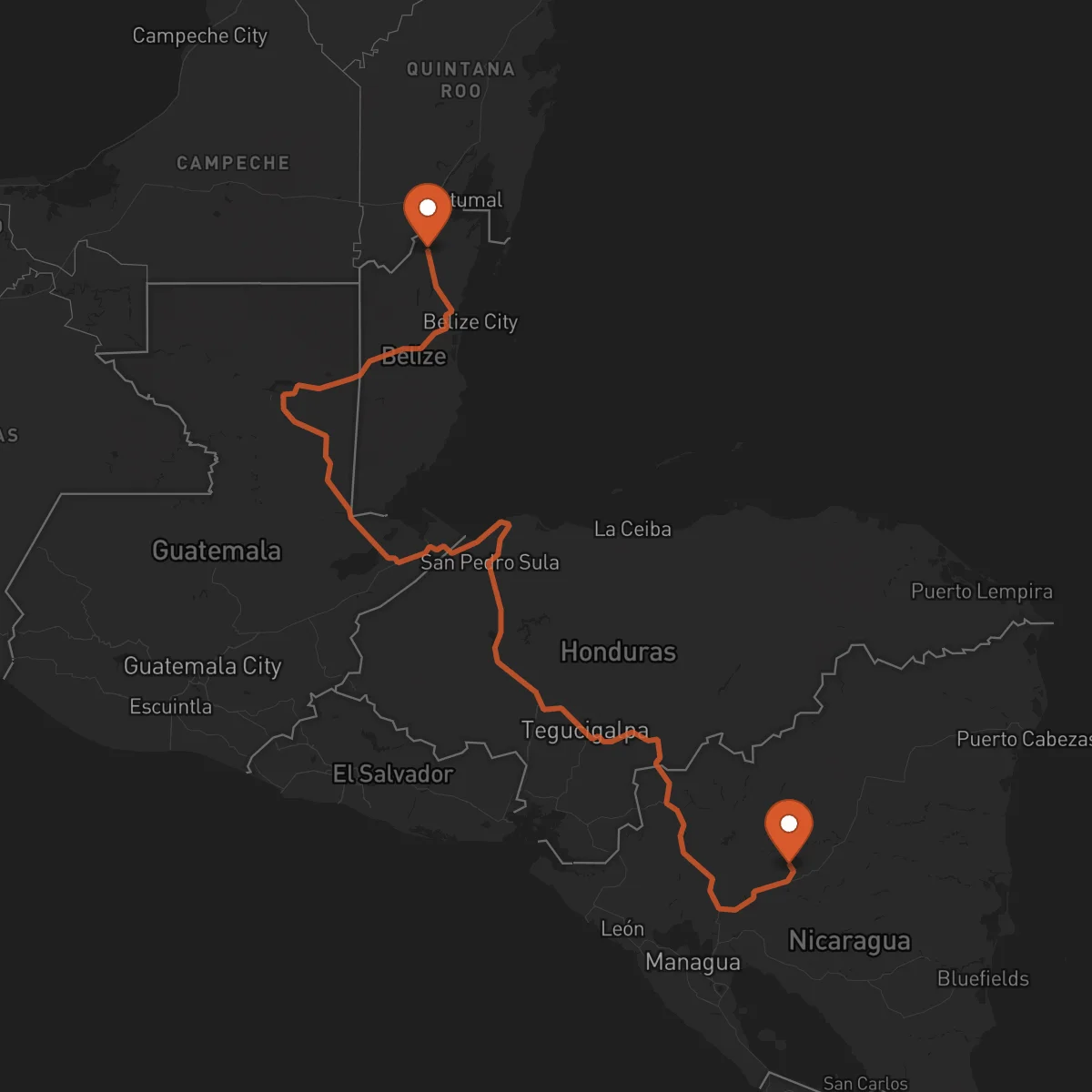Ruta Orange Walk Town - Matagalpa