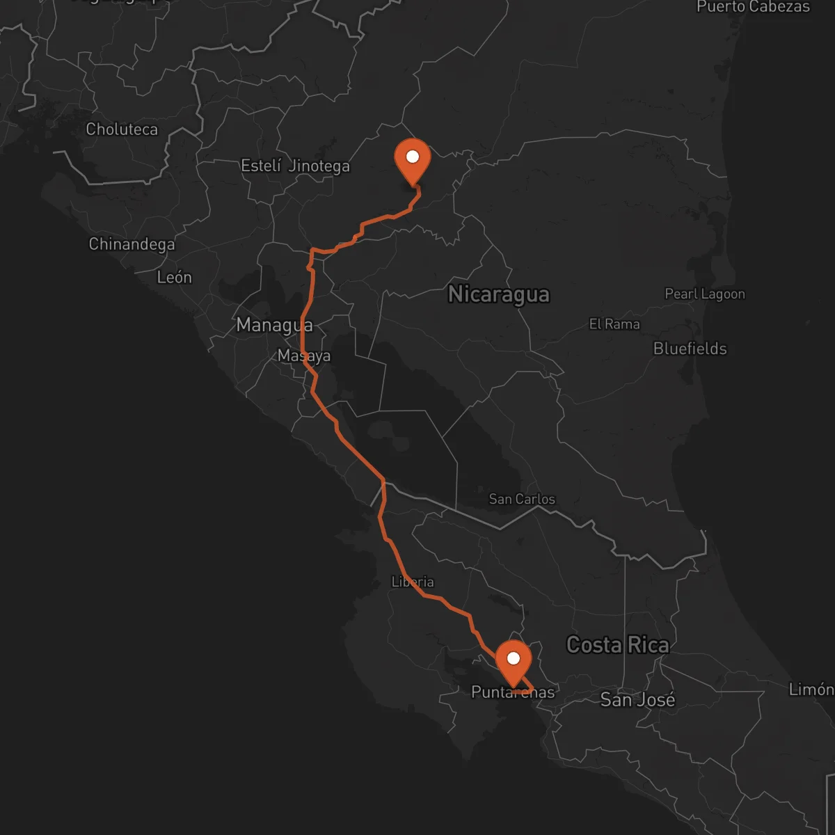 Ruta Puntarenas - Matagalpa