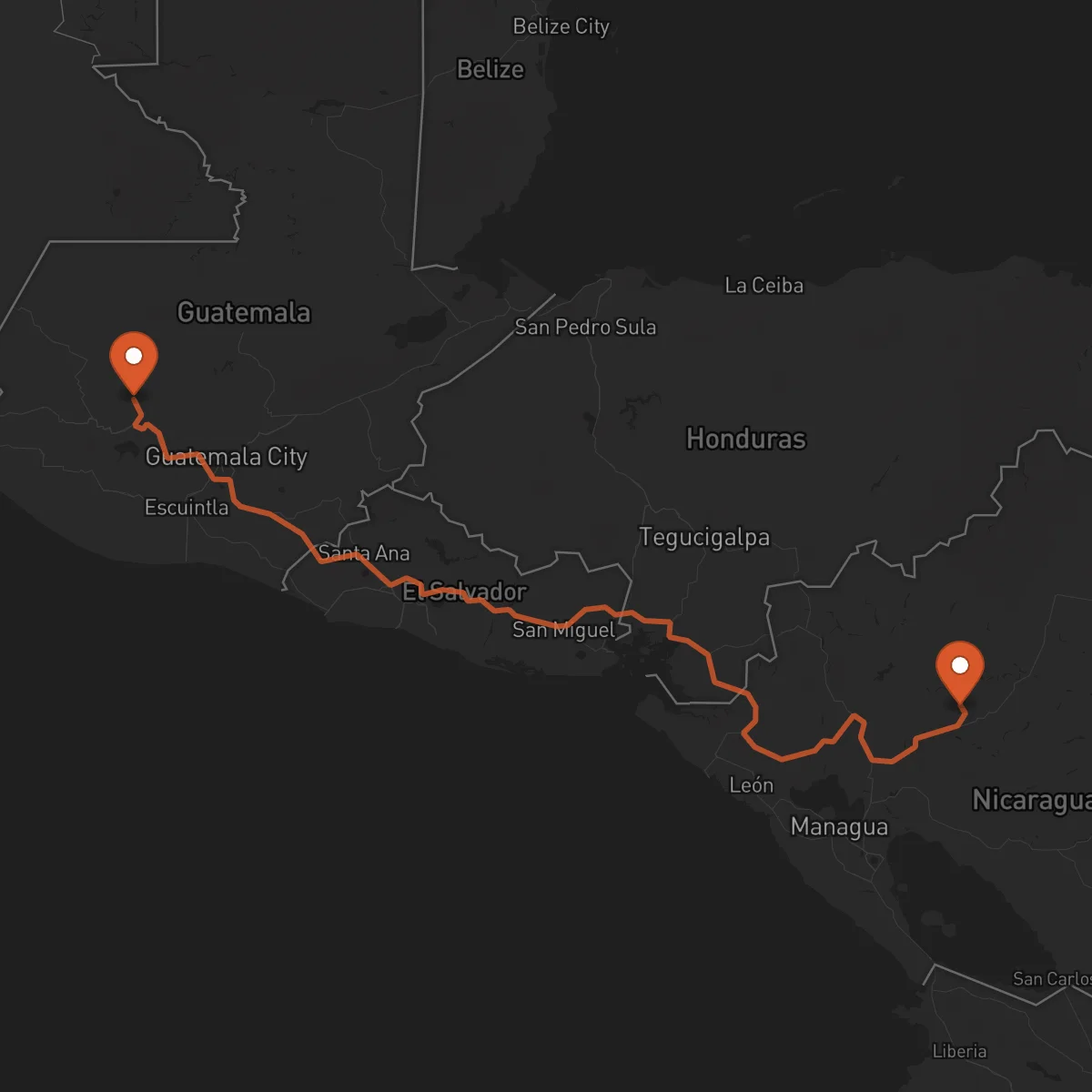 Ruta Matagalpa - Santa Cruz del Quiché