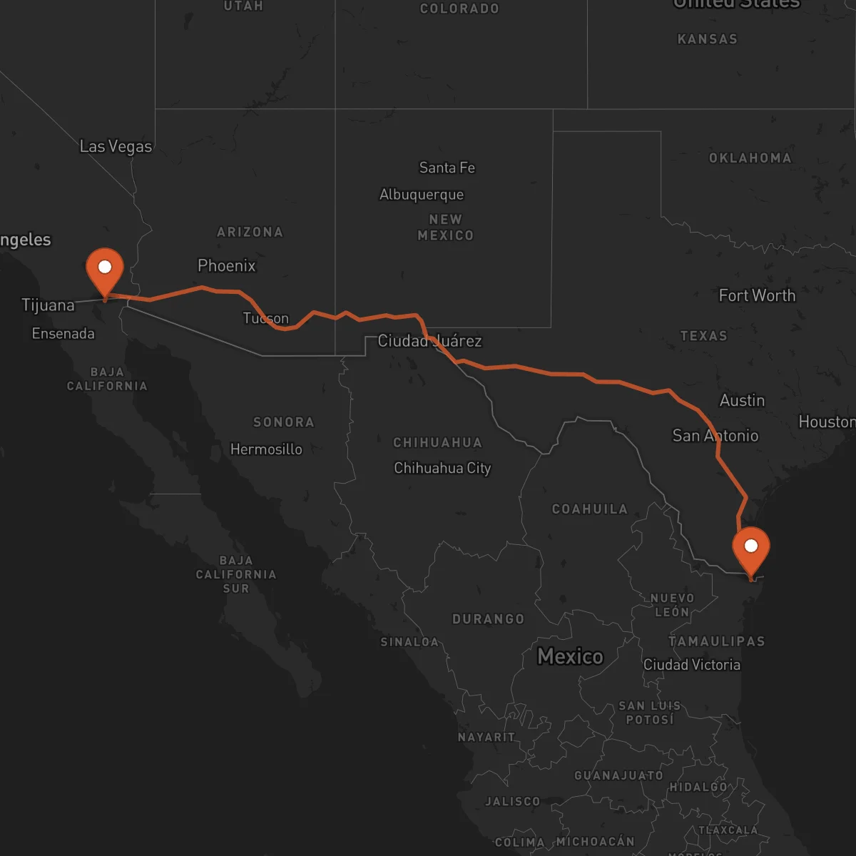 Ruta Matamoros - Mexicali