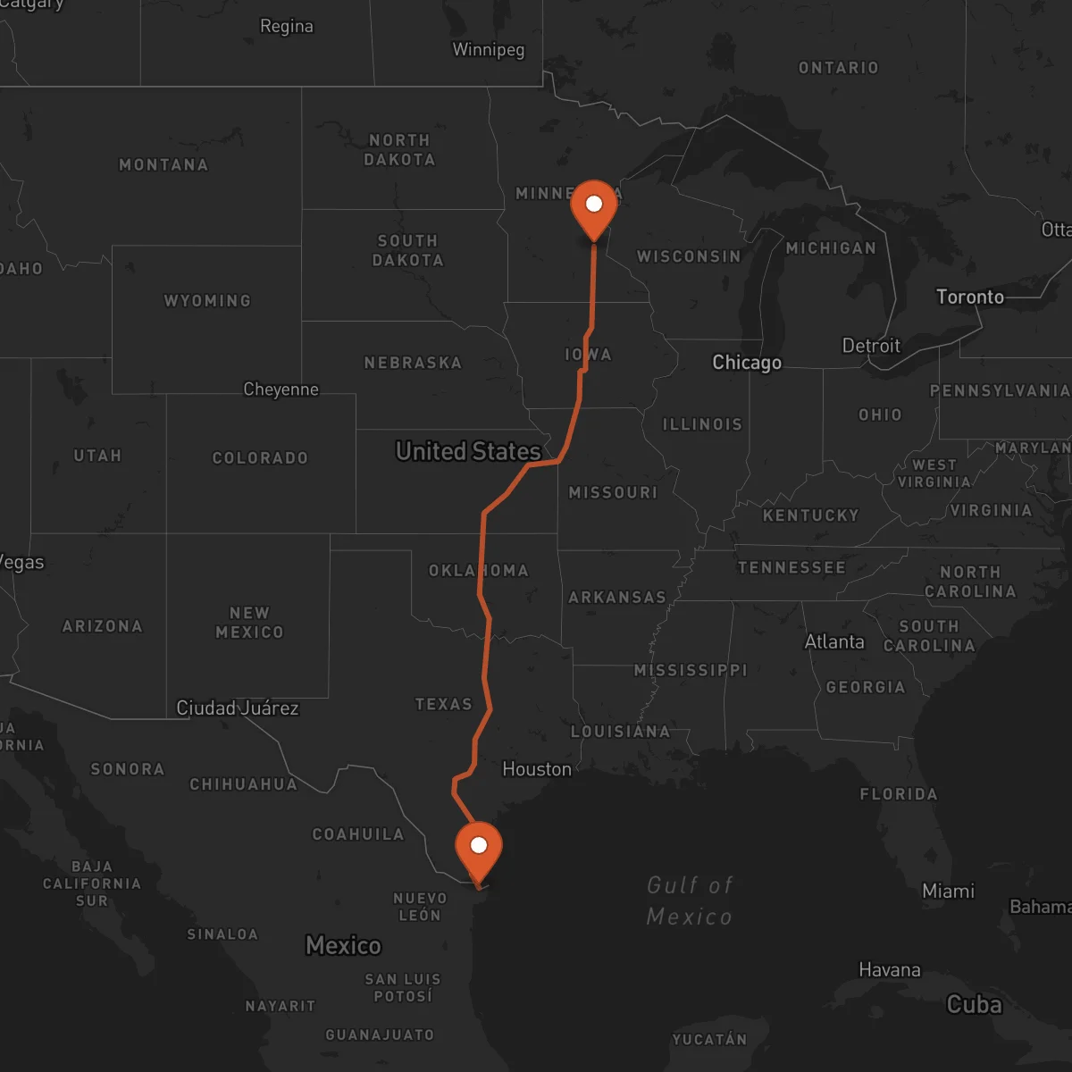 Ruta Minneapolis - Matamoros