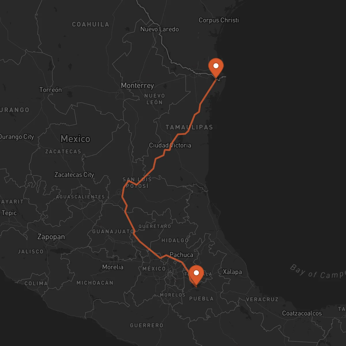 Ruta Matamoros - Puebla de Zaragoza