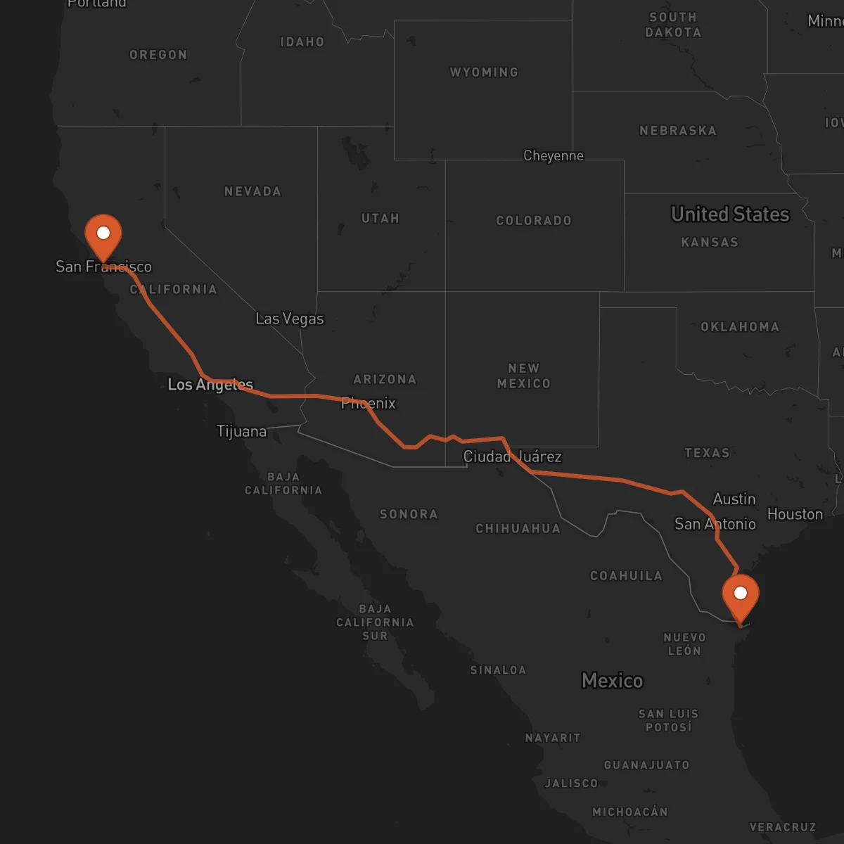 Ruta San Francisco - Matamoros
