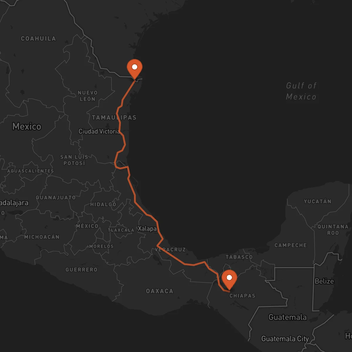 Ruta Matamoros - Tuxtla Gutiérrez